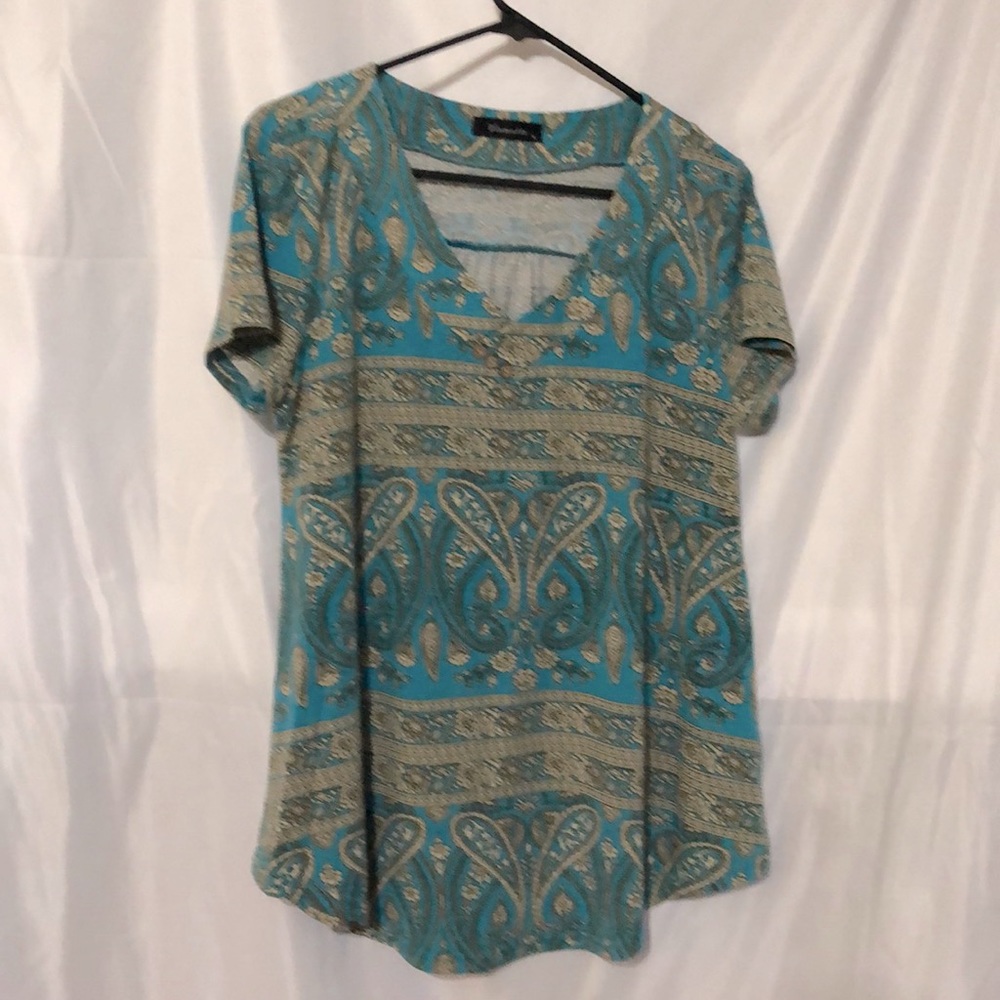 Vinmatto peacock blue short sleeve shirt